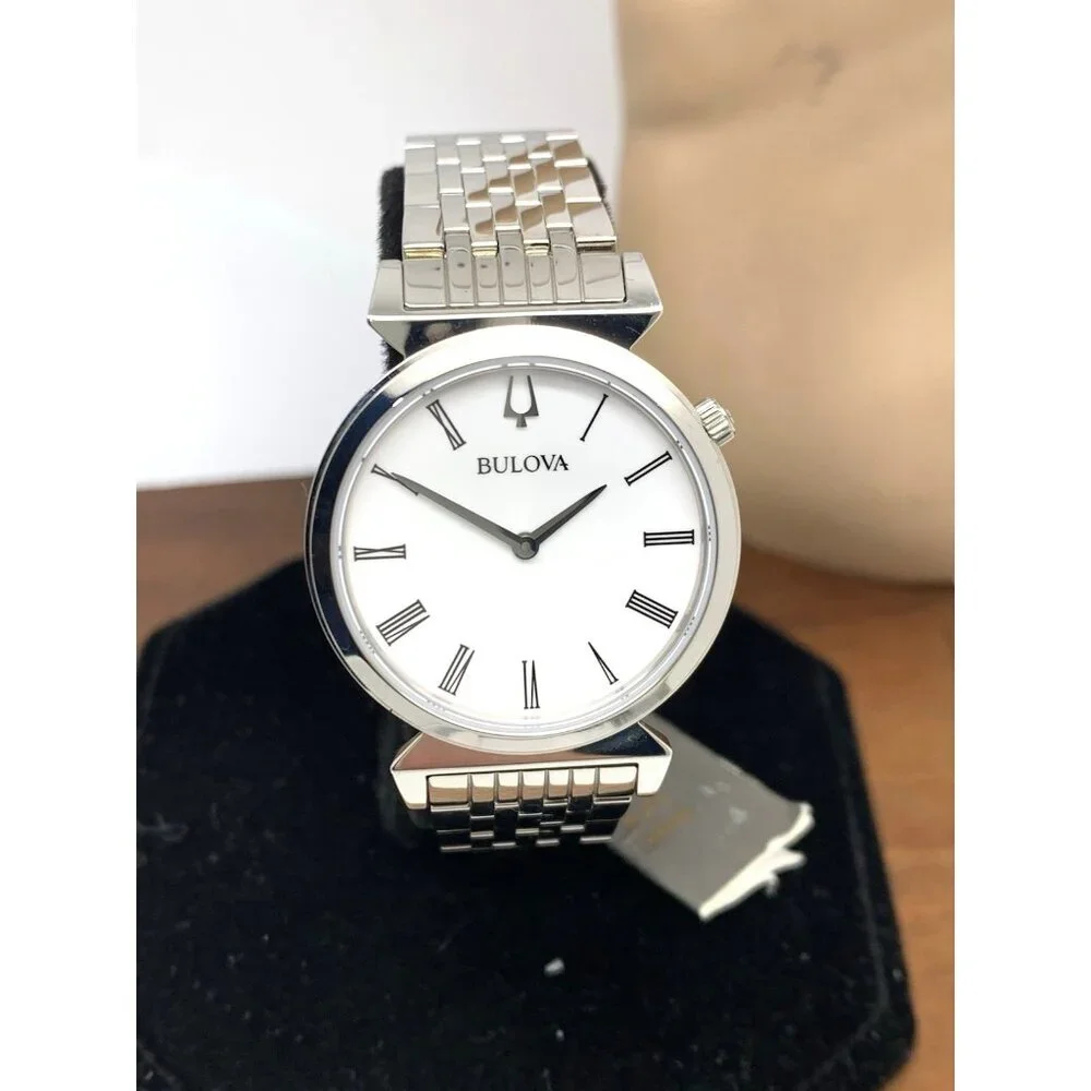Bulova Women's Watch 96L275 Regatta Quartz Roman White Dial Silver Steel 30mm